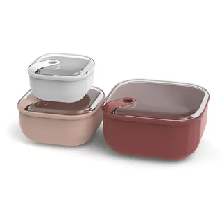 Rotho Frischhaltedose rosa/rot/weiß 0,43 l 3-teiliges Set