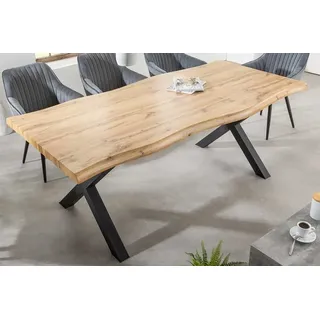 riess-ambiente Baumkantentisch WILD 200cm braun/schwarz - Wildeichen-Design, X-Gestell aus Metall (Einzelartikel, 1-St), Industrial Design & 5cm Tischplatte - ideal für bis zu 8 Personen braun 200 cm x 76 cm x 100 cm