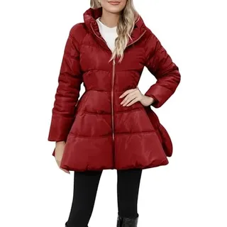 Runstarshow Winterjacken für Damen UK Damen Gepolsterter Mantel Damen Swing Mäntel A-Linie Parka Mantel Steppjacke mit Taschen Fit und Flare Mantel Warme Oberbekleidung mittellang Übergröße S-XXL / - XL