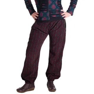 Vishes Haremshose Warme Damen Hose Blumen Haremshose ECO Fleecehose Thermohose Pluderhose, Pumphose schwarz 44