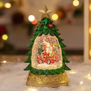 Weihnachtsdeko Schneekugel Mit LED Licht - Weihnachten Deko Weihnachtsmann, Schneemann, Weihnachtsbaum - Beleuchtete Weihnachtslaterne für Tischdeko Geschenk (A)