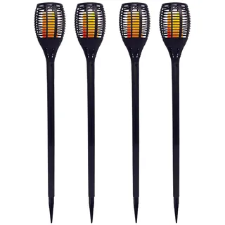 Lumisky Mini-Solarfackeln 4er Set H70 cm spritzwassergeschützt schwarz
