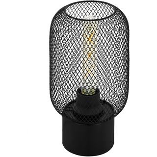 EGLO Tischlampe Wrington, 1 flammige Tischleuchte Industrial, Vintage, Retro, Nachttischlampe aus Stahl, Wohnzimmerlampe in Schwarz, Lampe mit Schalter, E27 Fassung