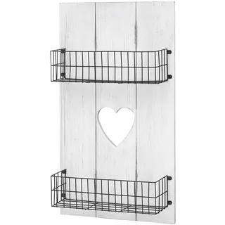 Wandregal HWC-D42, Holzregal Regal mit Körben, Massivholz shabby 70x40x10cm