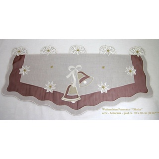 Weihnachten Panneaux  "Glocke" ecru`-bordeaux-gold ca. 30 x 60 cm (H/B)