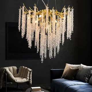 AHXIAOZN Modern Kronleuchter Kristall Leuchte,Luxus Kristall Pendelleuchte,Dimmbar Rund Kristall Hängeleuchte,für Esszimmer, Küche, Wohnzimmer, Schlafzimmer, Flur, Café,Bar(Gold,60cm)