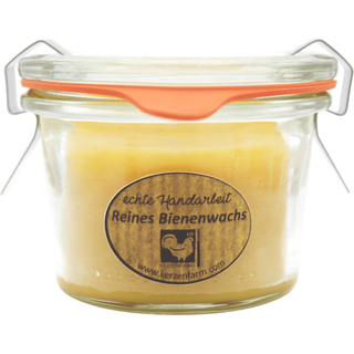 Bienenwachskerze im original Weckglas®, 100% reines Bienenwachs, KERZENFARM HAHN, 50/70 mm, 80 ml, Brenndauer ca. 6,5h