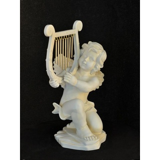 JVmoebel Skulptur Figur Skulptur Statue Engel mit Harfe Weiß 60cm Design Accessoire 602 weiß