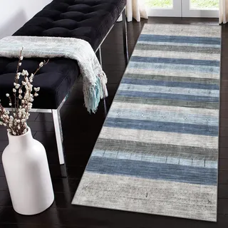 Siunwdiy Grau Blau Teppich Läufer Flur Küche rutschfest Waschbar Einfarbiger Teppichläufer Korridor Teppich Küchenläufer Lang 60x120cm Flurteppich Küchenteppich Meterware Anpassbar