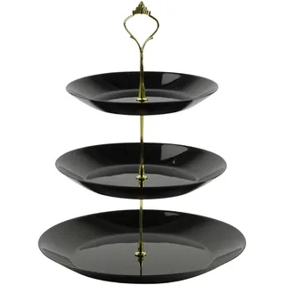 Festa Italia Etagere Glas - 3 Stöckig - Schwarz Etageren - Kuchenständer Cupcake-Halter - Obstetageren - Obst Kekse Süßigkeiten Servierplatte - Gebäck gestuftes Serviertablett für Weihnachten