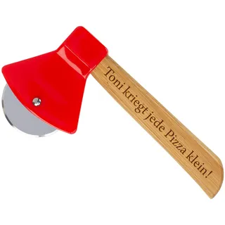 Herz & Heim® Pizzaschneider Feuerwehraxt personalisiert mit Gravur – Pizzamesser als lustiges Geschenk für Männer & Feuerwehr – Pizza Axt Männergeschenk für Feuerwehrmann (Wunschtext)
