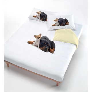 Digital cp-dig-2p Bettbezug, 100% Baumwolle, Doppelbett 505 Hunde (250 x 200 cm + 2/52 x 82 cm) braun