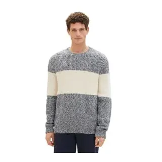 Tom Tailor Herren Rundhals Pullover STRUCTURED KNIT Regular Fit Beige Blau Multi Structure 32725 3XL