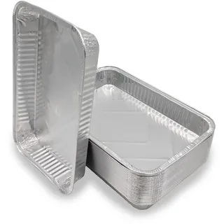 XL Aluschalen mit Deckel Aluschalen groß 25x Alu Backformen, Einweg Aluminium...
