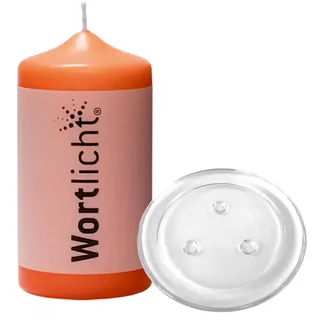 Bulla Design Wortlicht Kerze mit Glasteller, Wünsche für ́s Leben, Mango
