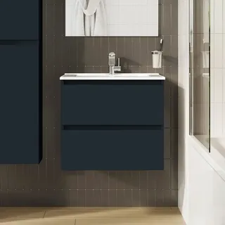 Evineo Waschbeckenunterschrank 2 Auszüge 60 x 53 cm Schwarz