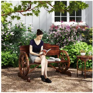 Outsunny Gartenbank 110 x 55 x 80 cm Verkohlt Braun