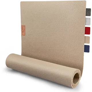 sølmo I Design Tischläufer Beige aus Filz I 100x30 cm Tischband I Skandinavischer Filzläufer Tisch Abwaschbar mit Leder Label - Tischläufer Winter