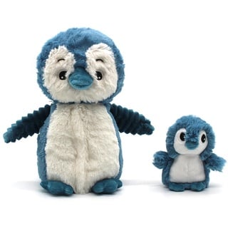 Les Déglingos Les Ptipotos by Glissou Der Pinguin Maman Bébé – Plüschtier sehr weich Geburt – Blau – 16 cm
