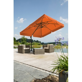 Ampelschirm SCHNEIDER SCHIRME "Rhodos" Standschirme orange (terracotta) Sonnenschirme mit Schutzhülle und Schirmständer, ohne Wegeplatten