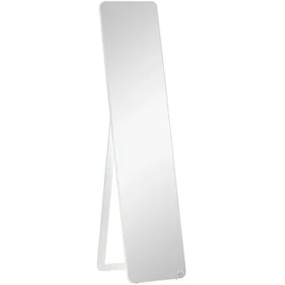 OKWISH Standspiegel Ganzkörperspiegel 156x43x37 cm Weiß klappbarer Holzrahmen frei stehend oder Wandmontage stabiler Spiegel für Flur Schlafzimmer Wohnzimmer