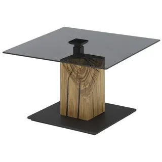 freiraum Couchtisch BALSTA, höhenverstellbar, Rollen, Eiche / schwarz / Glas - 70x45/63x70 (BxHxT) braun|schwarz