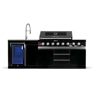 Goriller Outdoorküche, Schwarz Hochglanz, Metall, 230x90x58 cm, CE, Grills & Outdoor-Küchen, Gasgrills