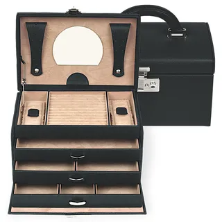 Windrose Schmuckkoffer Beluga/Leder (schwarz-legacy)