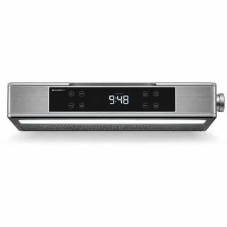 Regent Cucina Unterbau Küchenradio mit FM, Bluetooth, LED-Leiste, Farbdisplay, Küchentimer & 2 Wecker, perfektes Unterbauradio für die Küche, Farbe: Silber