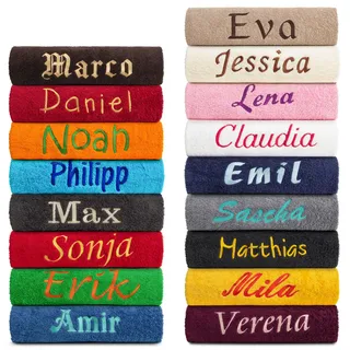 Posteli Personalisieren besticken Handtücher Duschtücher Gästetücher Badetücher Saunatücher mit Namen Bestickt, Farbe:Burgund, Größe:30x50cm - Gästetuch