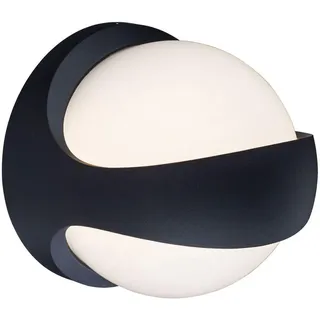 GLOBO Außenwandleuchte Aluminium H 20 cm B 20 cm T 18 cm 1x LED 12 Watt 520 Lumen schwarz/weiß
