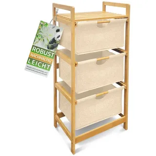 HEIMWERT Wäschekorb Wäschekorb Regal 3 Fächer Wäschesortierer Wäschesammler beige