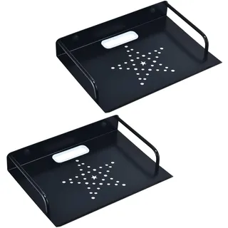 Wandregal Aus Metall Für Router, Projektor, Schwarzes Schwebendes Regal, Wandhalterung Für Kabelboxen, Set-top-boxen, Spielekonsolen, Dvd-player (2 Stück, Klein)