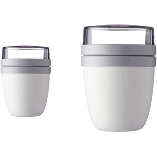 Mepal - Lunchpot Ellipse Duo Pack – Nordic White – klein/groß – praktischer Müslibecher, Joghurtbecher, To go Becher – Geeignet für Tiefkühler, Mikrowelle und Spülmaschine