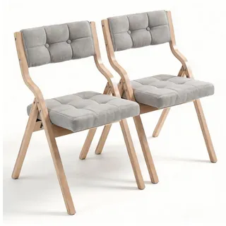 SeedWave Esszimmerstuhl 2er Set Küchenstuhl, Klappstuhl mit Gepolsterte Rückenlehne, Sitz, Die Neigung der Rückenlehne von 110° grau