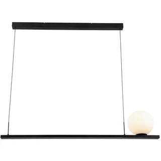 Dieter Knoll Led-Hängeleuchte Alan, Schwarz, Metall, Kunststoff, Glas, Uni,Uni, 20x200x120 cm, höhenverstellbar, 3-fach schaltbar, Touch-Schalter (on/off), Lampen & Leuchten, Innenbeleuchtung, Hängelampen, Pendelleuchten