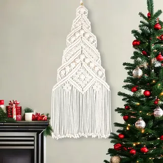 ORIGACH DIY Makramee Set Weihnachtsbaum mit Anleitung | Makramee Set, Knüpfset, Weihnachtsbaum Dekoration mit Anleitung zum Basteln, Knüpfen und Aufhängen
