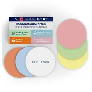 Magnetoplan Kommunikationskarte rund, Ø 190 mm, 250 Stück, sortiert, d 190 mm, 250 BL