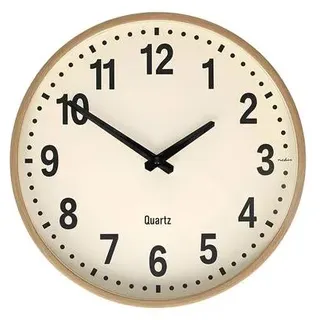 Leise Wanduhr 30 cm Holzoptik große gut lesbare Zahlen Beige