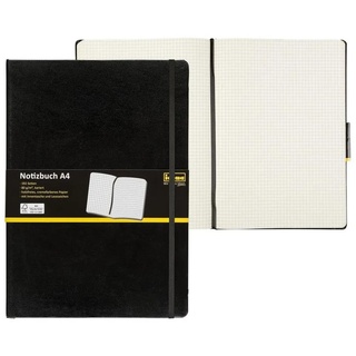 Idena Notizbuch, DIN A4, kariert, FSC-Mix, 192 Seiten, 80 g/m2, Hardcover, Schwarz schwarz