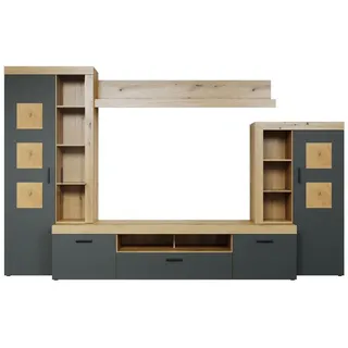 trendteam Wohnwand Tyler Eiche Evoke Coast Nachbildung anthrazit B/H/T: ca. 331x206x50 cm - anthrazit, Eiche