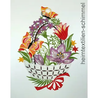 PLAUENER SPITZE ® Fensterbild BLUMENSTRAUSS Fensterdekoration BLUMEN Deko SOMMER
