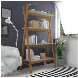 loft24 Leiterregal Annette - Regal Standregal Bücherregal, Standregal, Bücherregal im Skandinavischen Design, 179 cm hoch grau