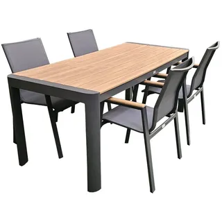teico group Gartenmöbel Alu/WPC Set 5-tlg. Anthrazit/Braun