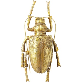 Kare Design Longicorn Beetle Wandschmuck, Wohnraumdeko, Wanddekoration, Accessoires, Wohnzimmer, Gold, 7x15x27cm