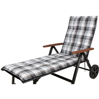 KETTtex Liegenauflage Rollliege Milano 2401 grau-braun-weiß kariert 190x60x6 cm KETTtex, (1 St), mit Bindebändern grau