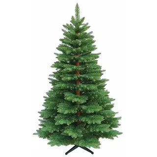 RS Trade 23012 Premium Tanne PE/PVC 120 cm Weihnachtsbaum künstlich (Ø ca.78 cm) ca. 644 Spitzen und Schnellaufbau Klappsystem, Naturgetreue Spritzguss Elemente, Tannenbaum inkl. Christbaum Ständer