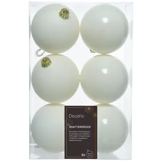 Christmas Decoration Kaemingk Weihnachtsbaumkugeln Bruchfest 8 cm 6 Stueck Weiss Glanz Matt