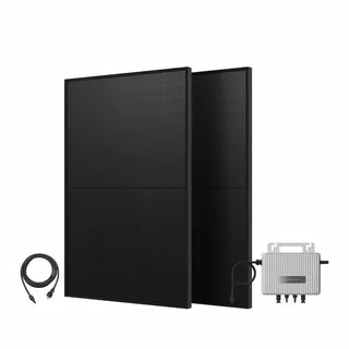EcoFlow Balkonkraftwerk Set, 890/1000Wp Bifaziale Solarmodule, 800W Wechselrichter, Powerness - 2 x 455Wp Full Black ohne Speicher