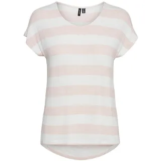Vero Moda Damen T-Shirt VMWIDE STRIPE Regular Fit Sepia Rosa Snow Weiß 10284474 XL